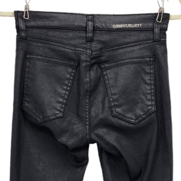 Current/Elliott The High Waist Ankle Skinny Jean Faux Leather Jeans Pants 26 - Picture 4 of 8